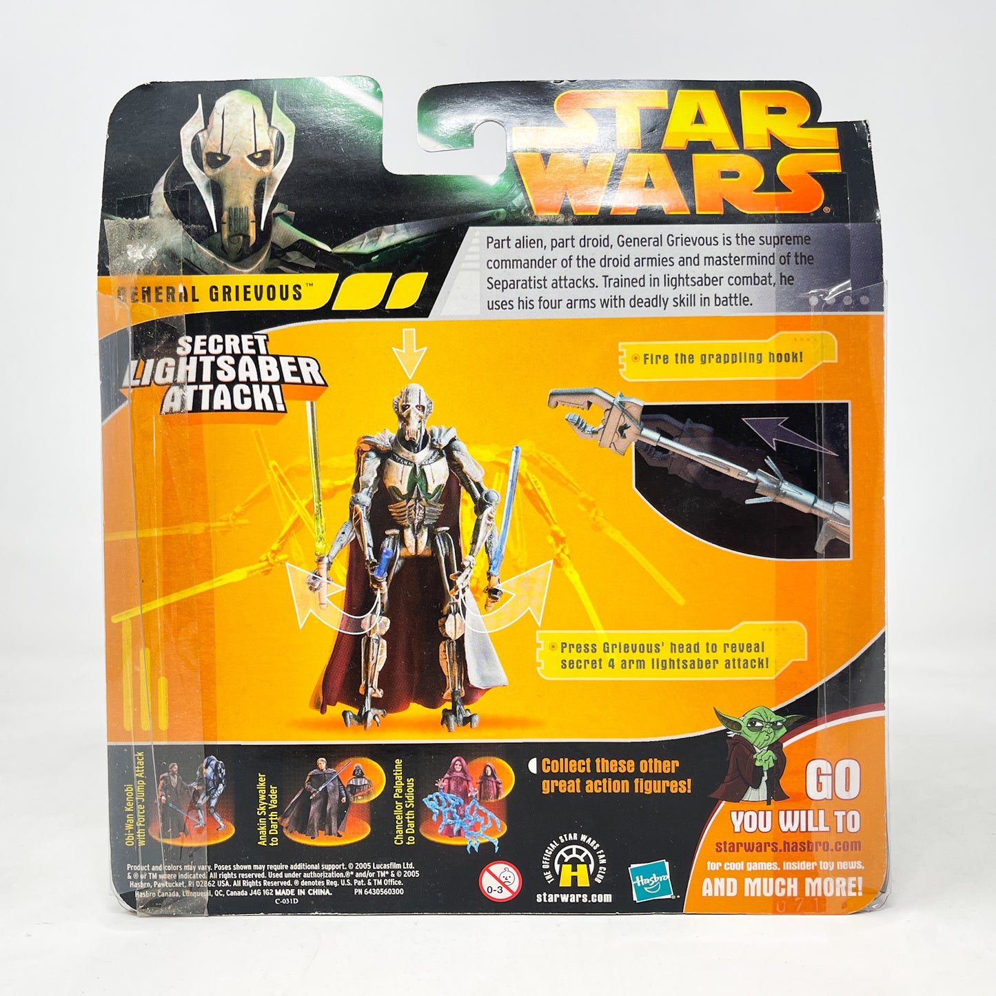 General Grievous with 4 Lightsabers, Grappling Hook and Launcher - Hasbro 2005 Revenge of the Sith