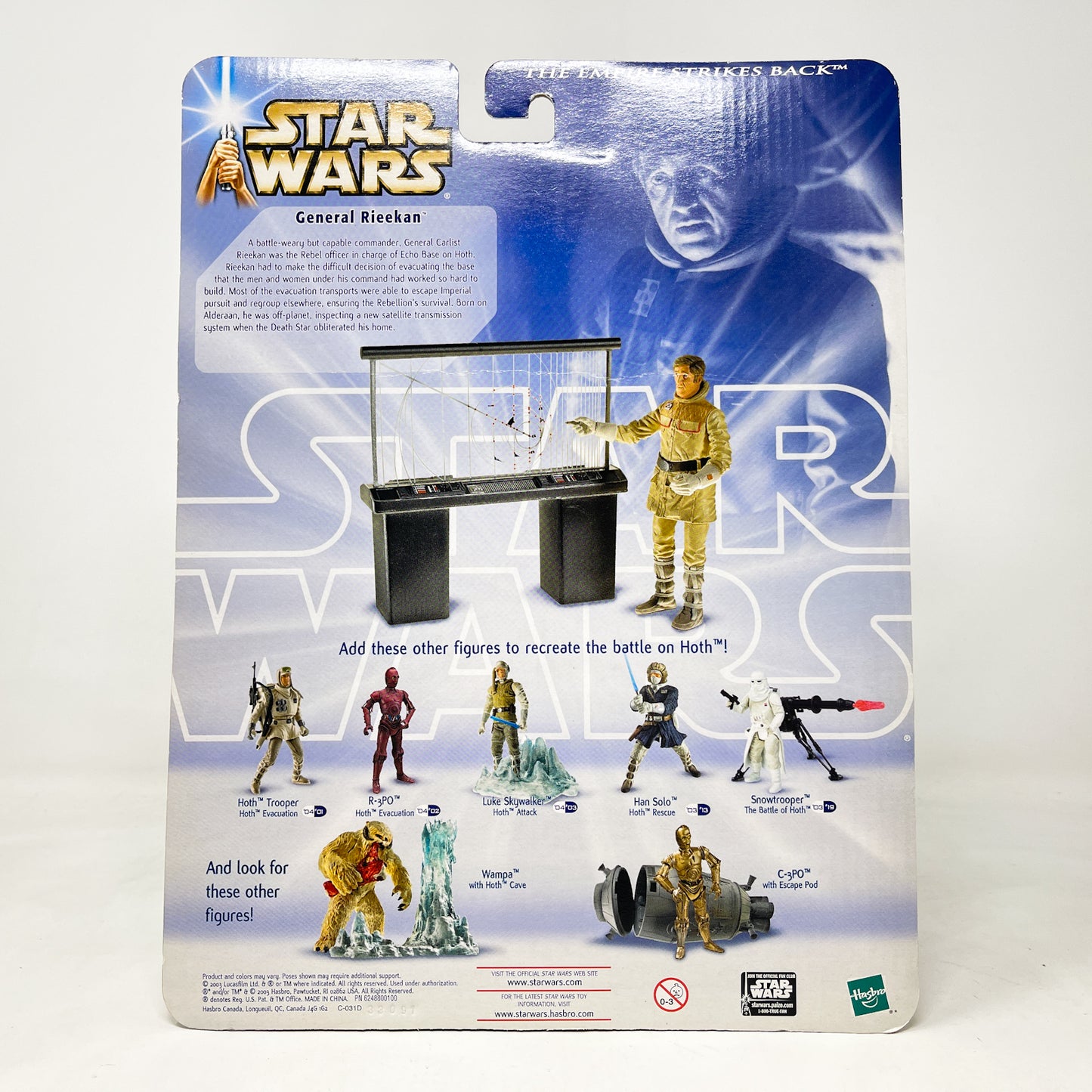 General Rieekan with Tactical Screen - Hoth Evacuation - ESB (2003) - Hasbro SAGA Ultra Figure MOC