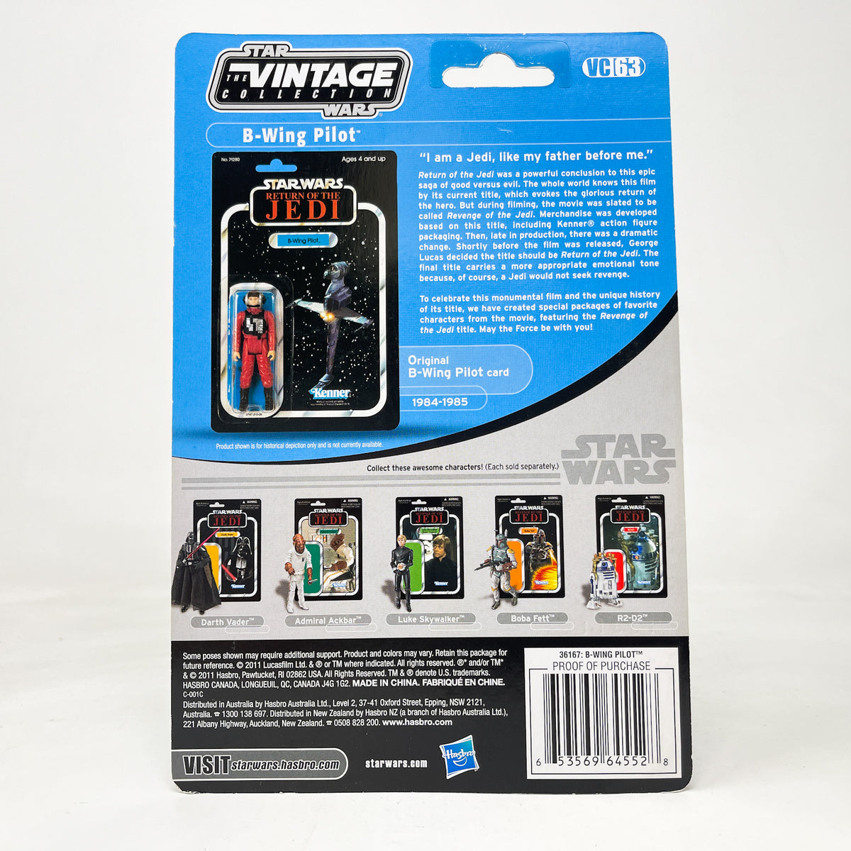 VC063 B-Wing Pilot (Keyan Farlander) Revenge Cardback - Hasbro Vintage Collection (2011)