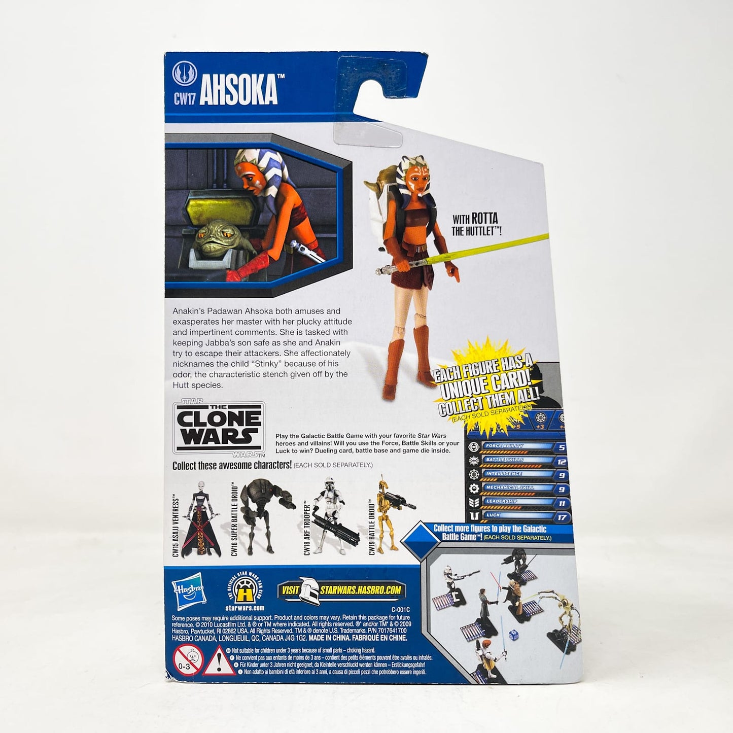 Vintage Hasbro Star Wars Mid MOC Ahsoka CW17 (with Rotta the Huttlet) - Hasbro Clone Wars 2010