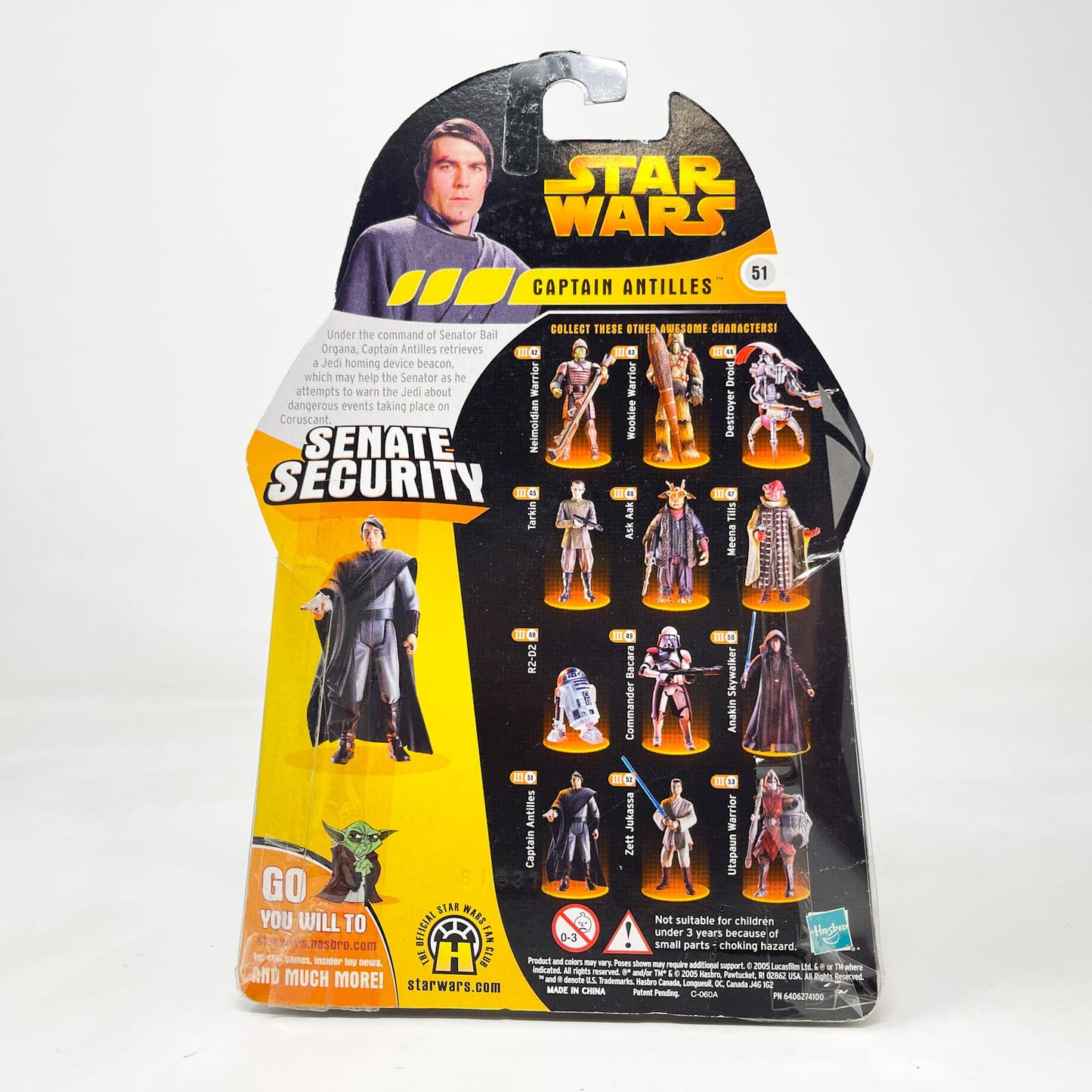 Vintage Hasbro Star Wars Mid MOC Captain Antilles (Senate Security) #51 - Hasbro ROTS 2005