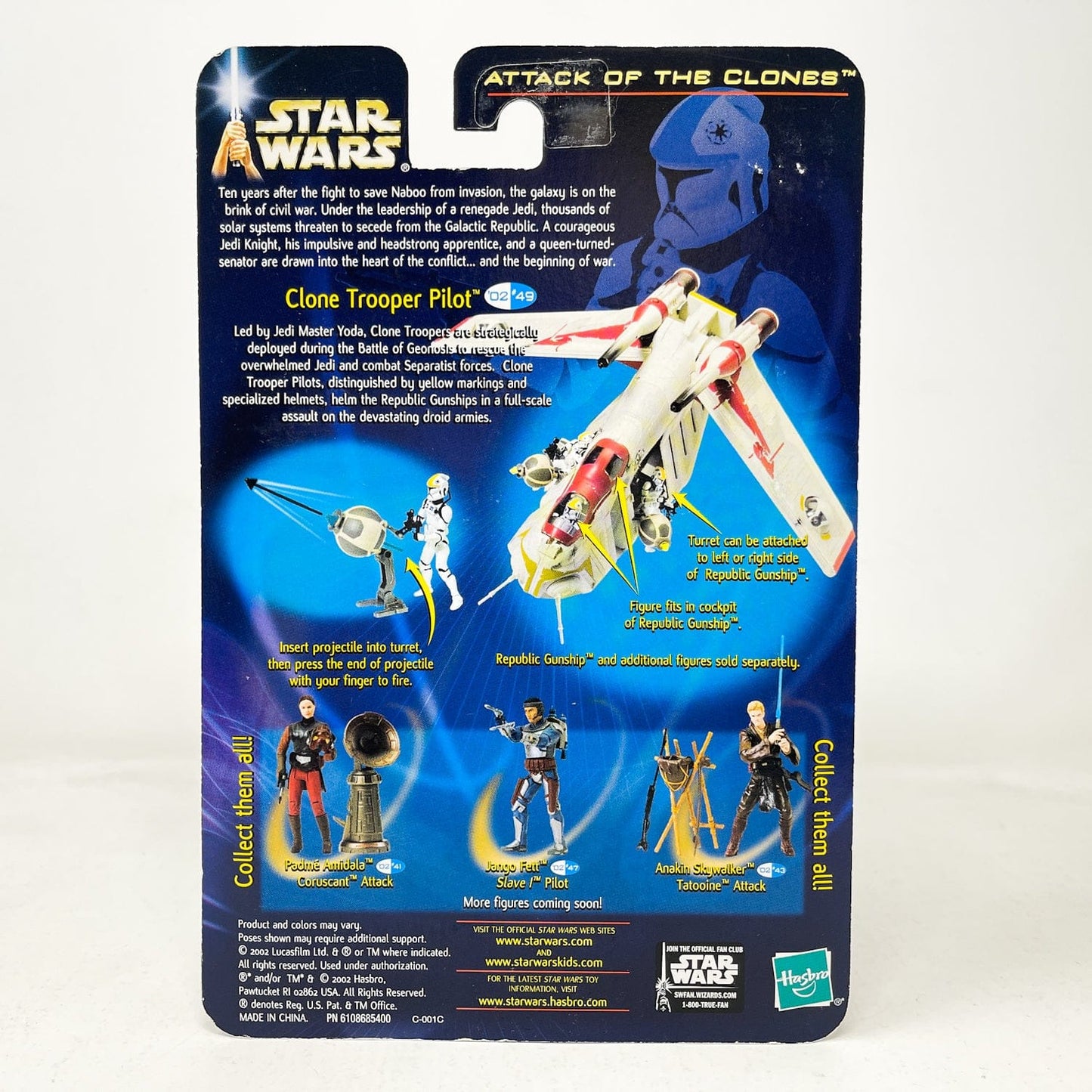 Vintage Hasbro Star Wars Mid MOC Clone Trooper (Republic Gunship Pilot) #02-49 - Hasbro SAGA Series 3.75"