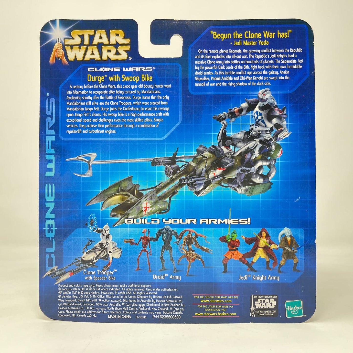 Vintage Hasbro Star Wars Mid MOC Durge with Swoop Bike - Hasbro Clone Wars Animated (2003)