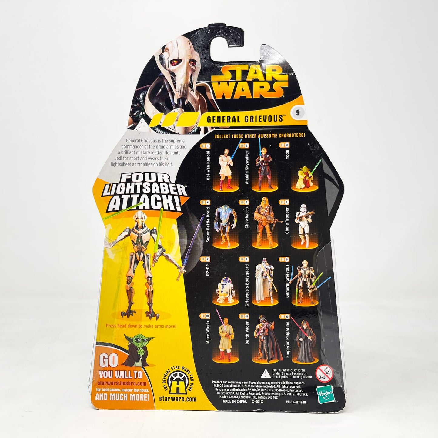 Vintage Hasbro Star Wars Mid MOC General Grievous (Four Lightsaber Attack) #09 - Hasbro ROTS 2005