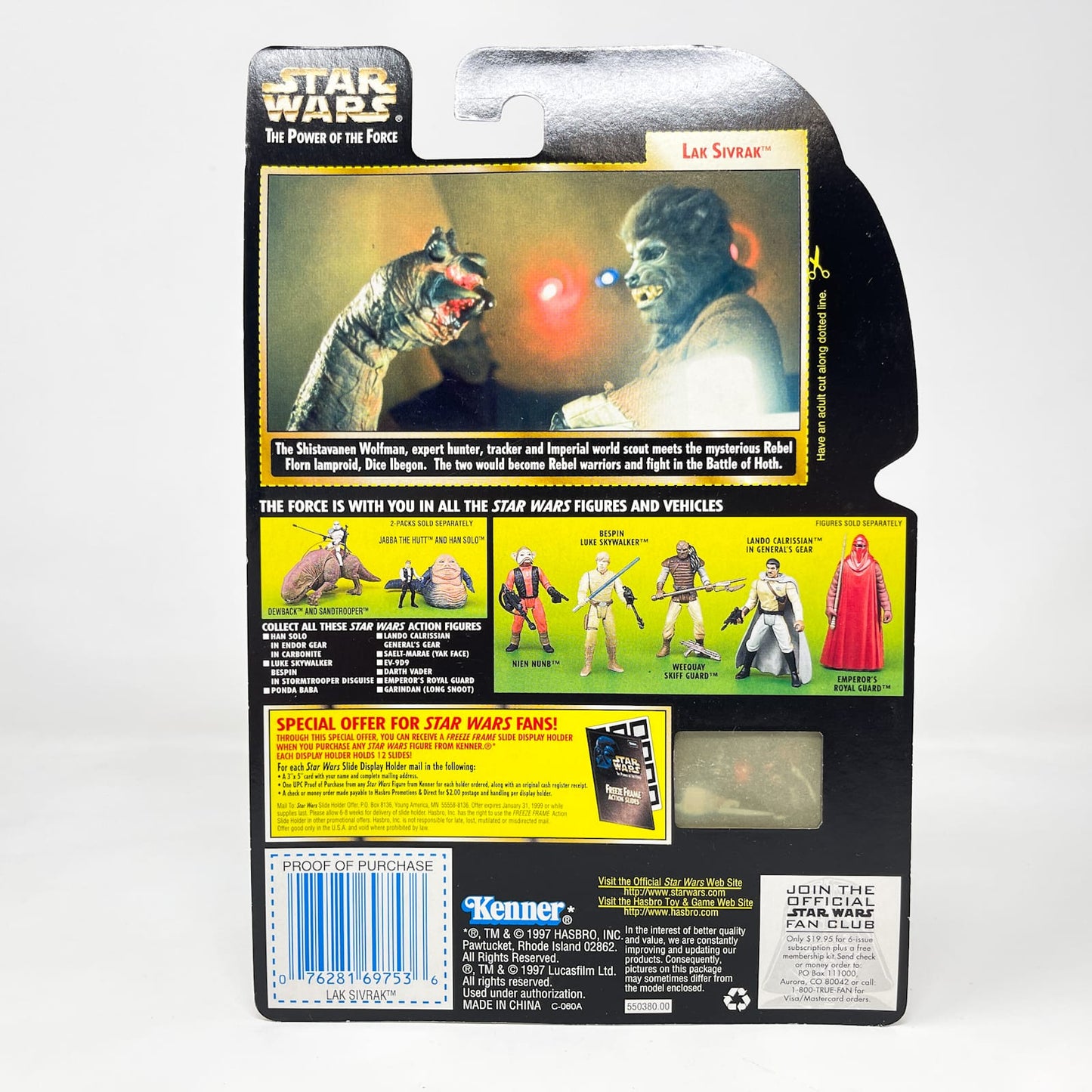 Vintage Hasbro Star Wars Mid MOC Lak Sivrak (with Blaster Pistol and Vibro-Blade) - Hasbro Star Wars Power of the Force (1998)