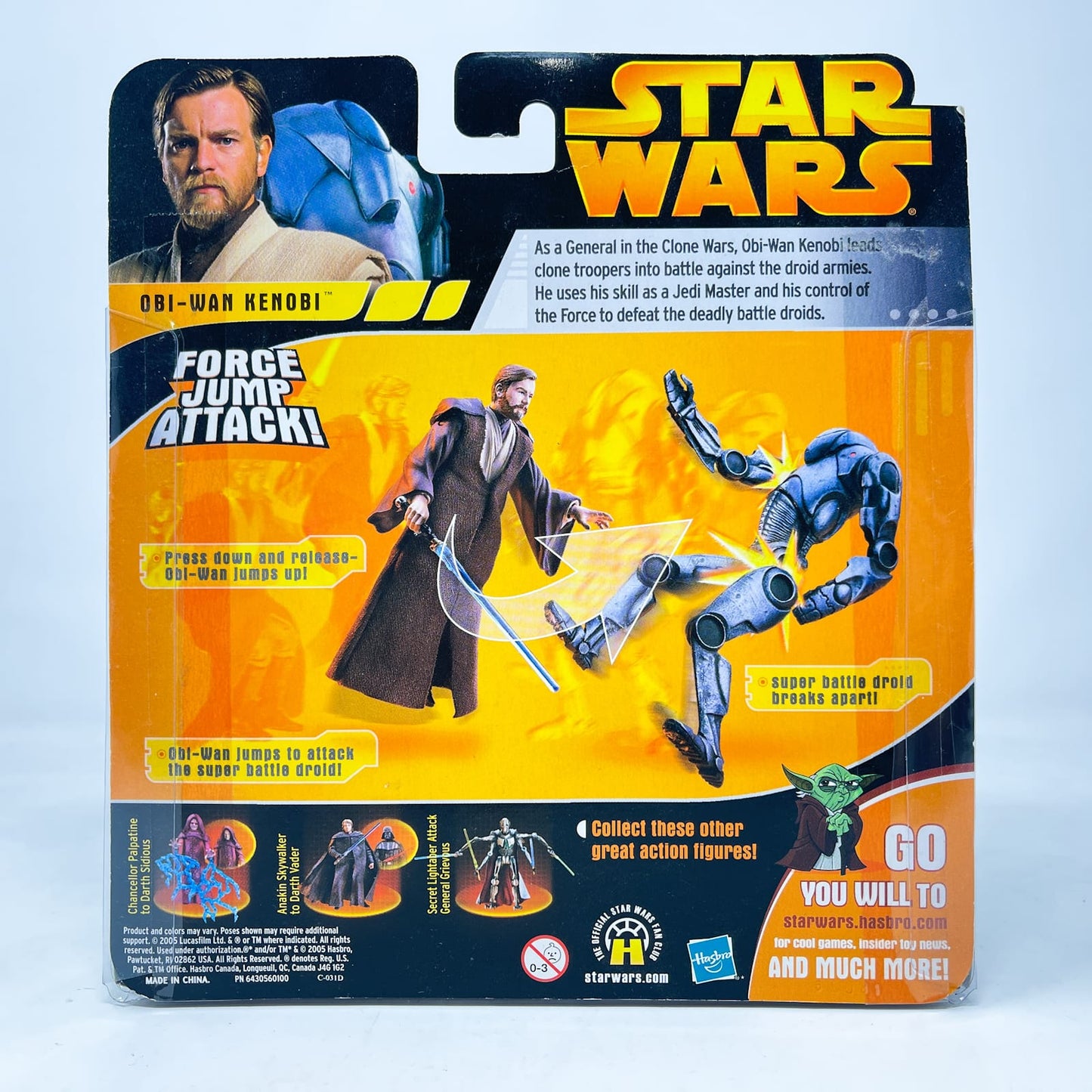 Vintage Hasbro Star Wars Mid MOC Obi-Wan Kenobi with Super Battle Droid - Hasbro 2005 Revenge of the Sith