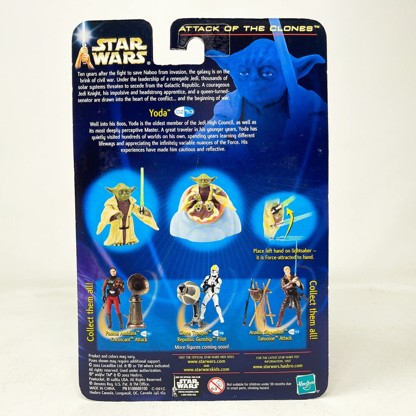 Vintage Hasbro Star Wars Mid MOC Yoda (Jedi High Council) #02-53 - Hasbro SAGA Series 3.75"