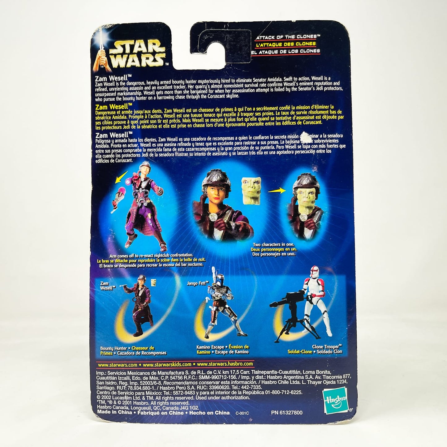Vintage Hasbro Star Wars Mid MOC Zam Wesell (Bounty Hunter) #02-18 - Hasbro SAGA Series 3.75"