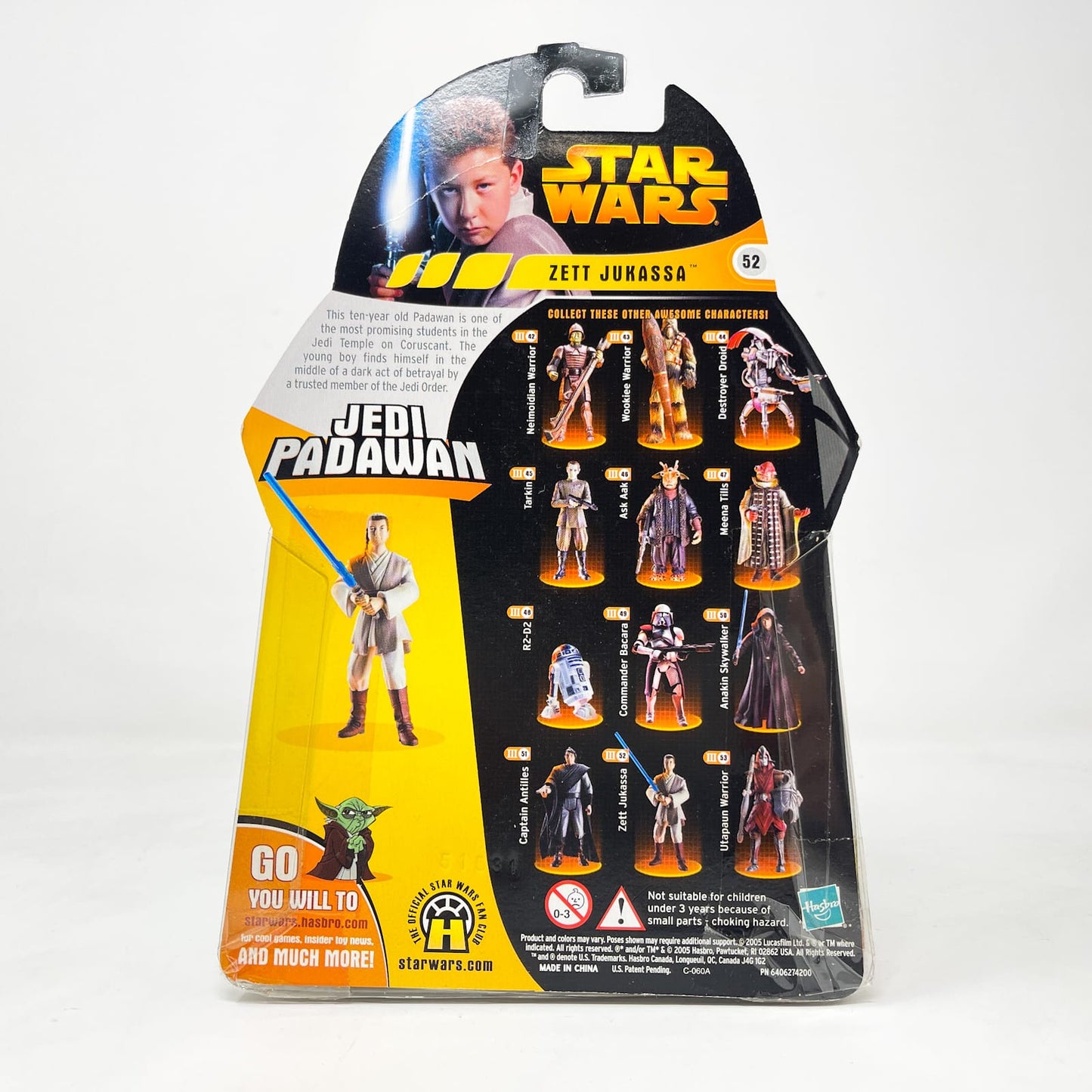Vintage Hasbro Star Wars Mid MOC Zett Jukassa (Jedi Padawan) #52 - Hasbro ROTS 2005