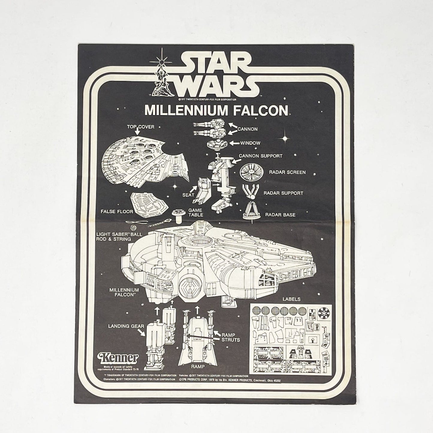 Vintage Kenner Star Wars Paper Star Wars Millennium Falcon Instructions