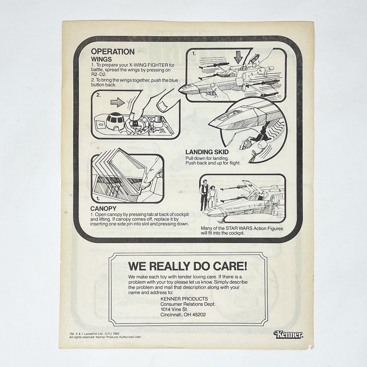 Vintage Kenner Star Wars Paper ROTJ X-Wing Instructions