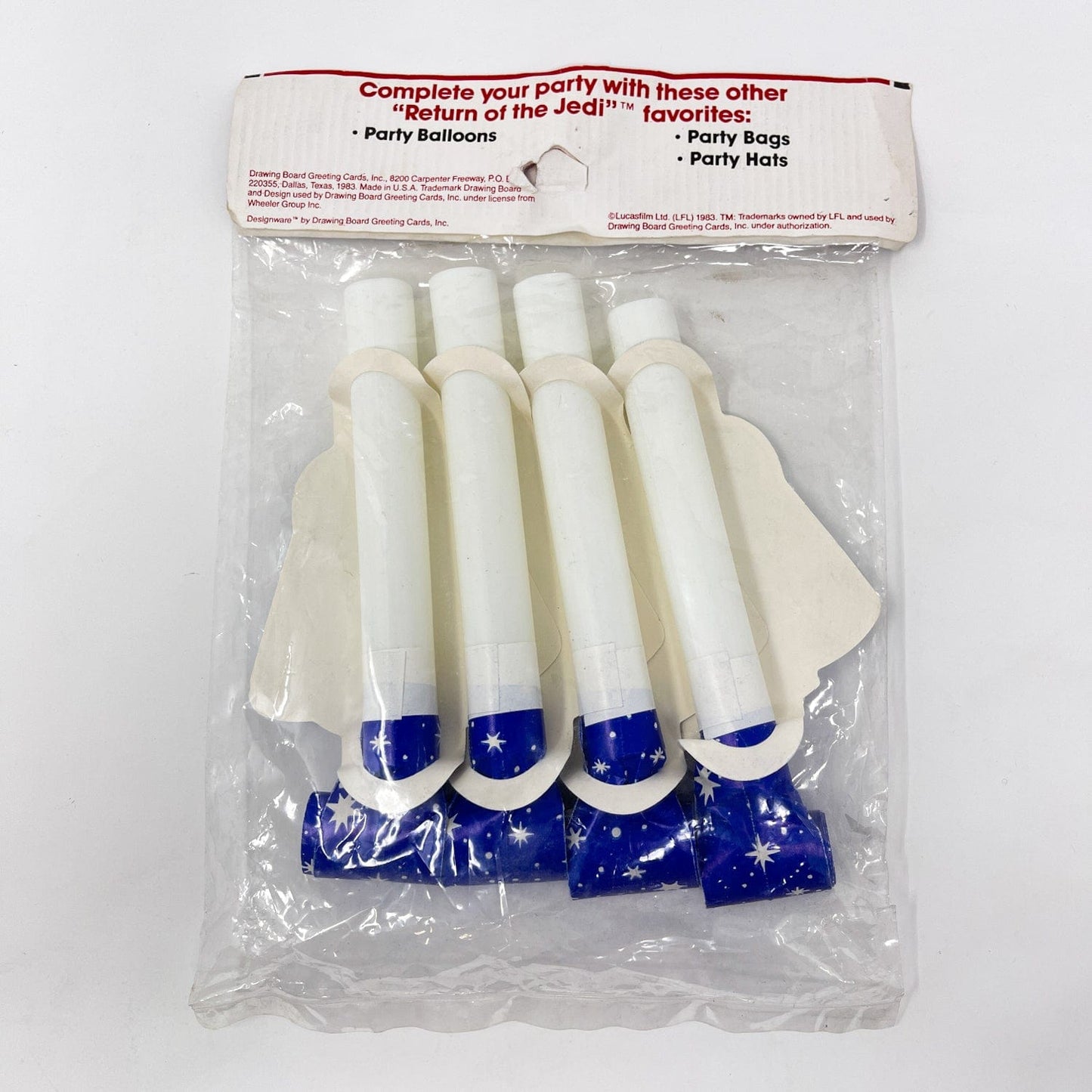 Vintage Drawing Board Star Wars Food ROTJ Party Blowers - Sealed