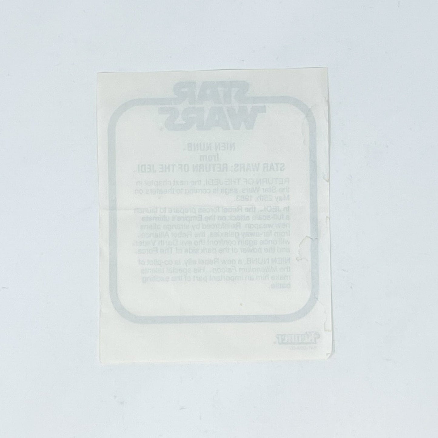Vintage Kenner Star Wars Paper Nien Nunb Mail-Away Insert