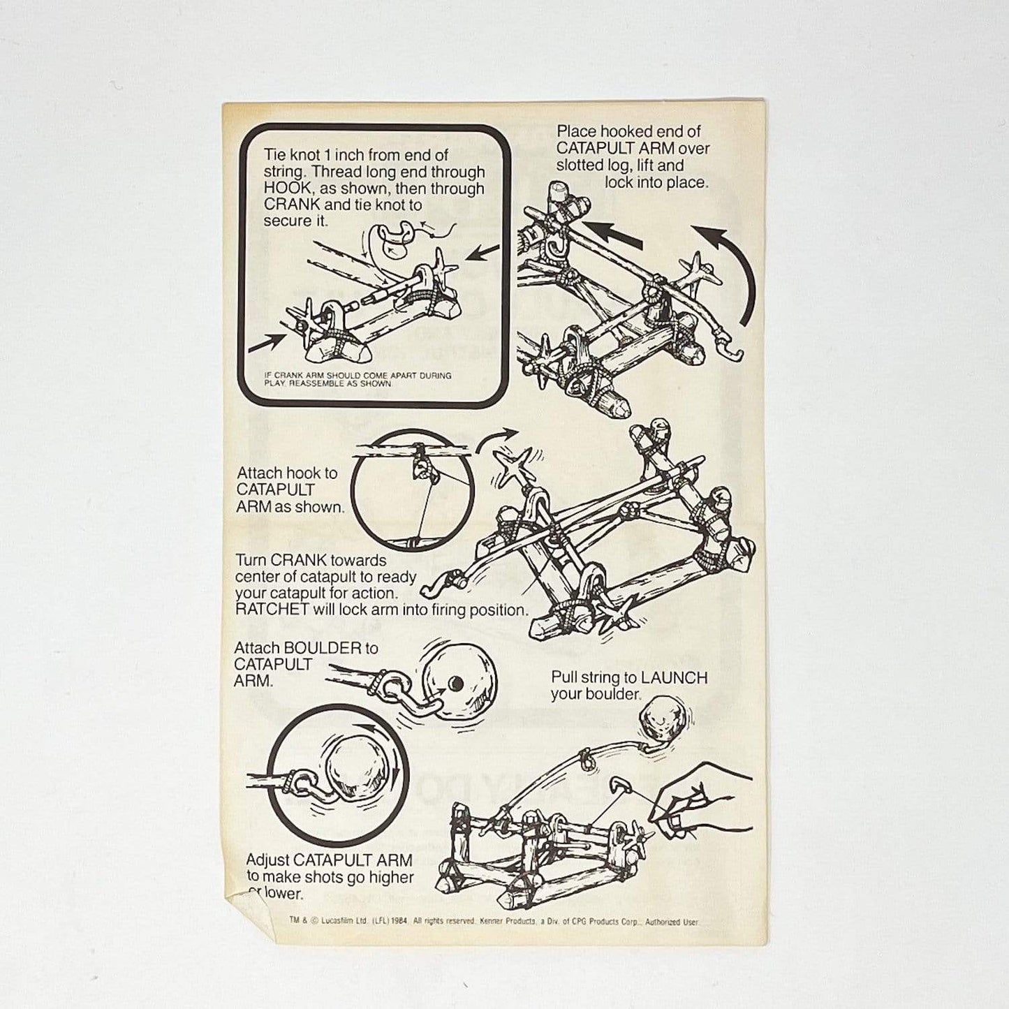 Vintage Kenner Star Wars Paper ROTJ Ewok Assault Catapult Instructions