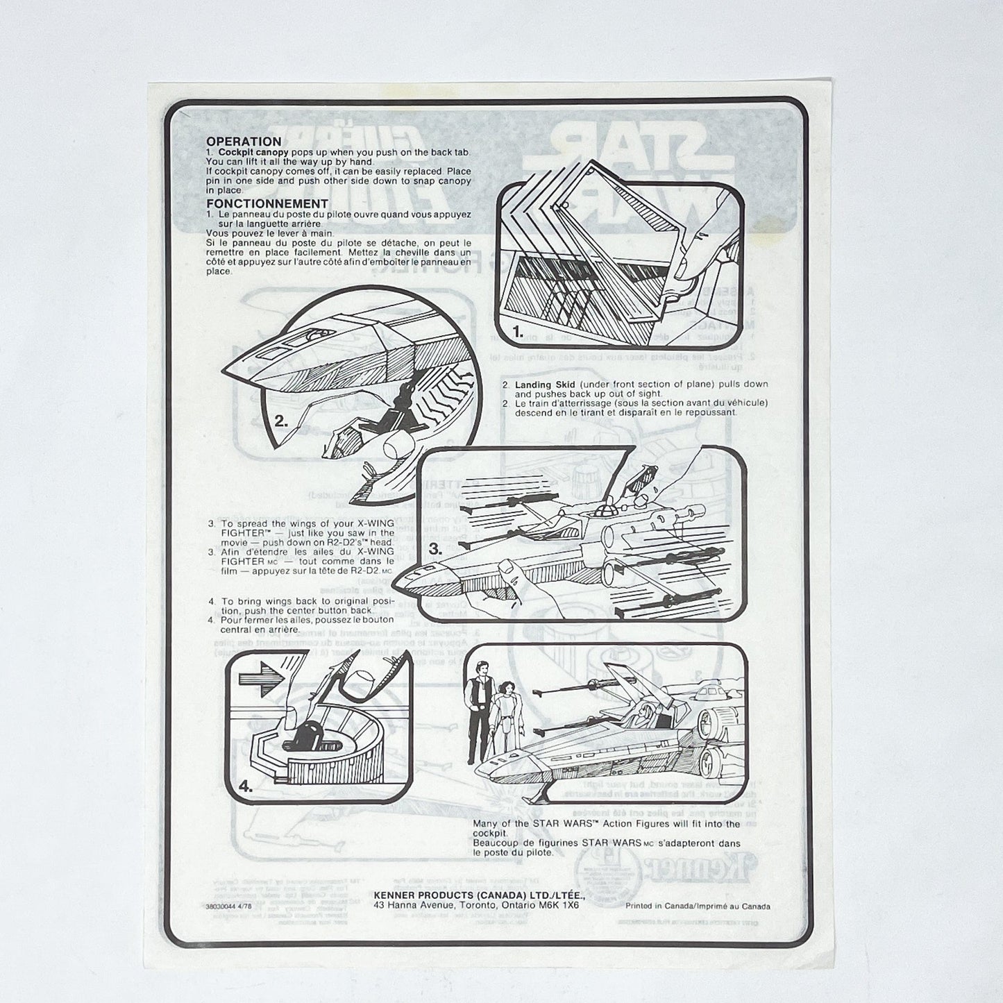 Vintage Kenner Star Wars Paper Star Wars X-Wing Instructions - Kenner Canada