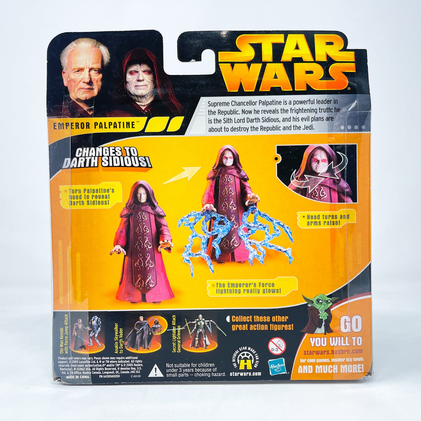 Emperor Palpatine with Glowing Force Lightning - Hasbro 2005 Revenge of the Sith
