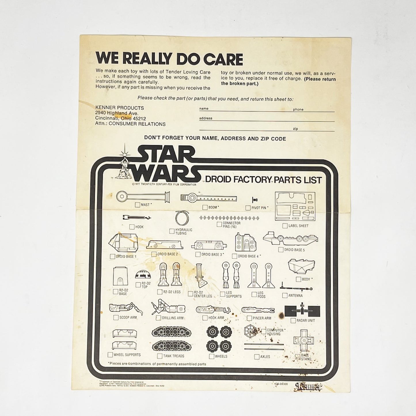 ANH Droid Factory - Parts List