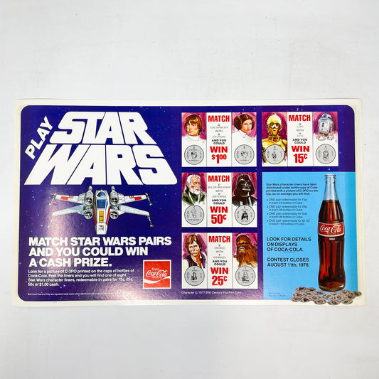 Coca-Cola Canada Star Wars Store Display Poster/Counter Mat (1978)