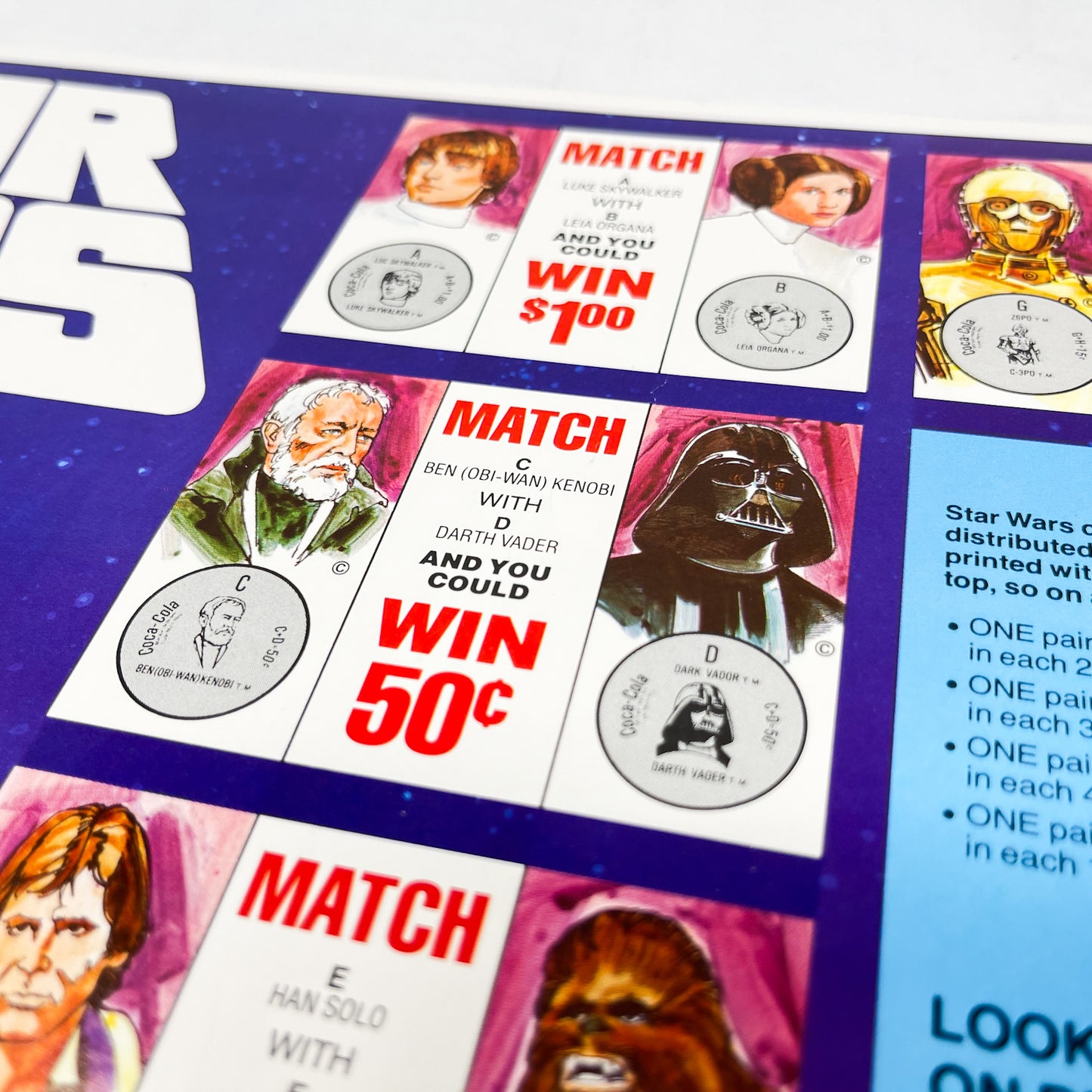 Coca-Cola Canada Star Wars Store Display Poster/Counter Mat (1978)