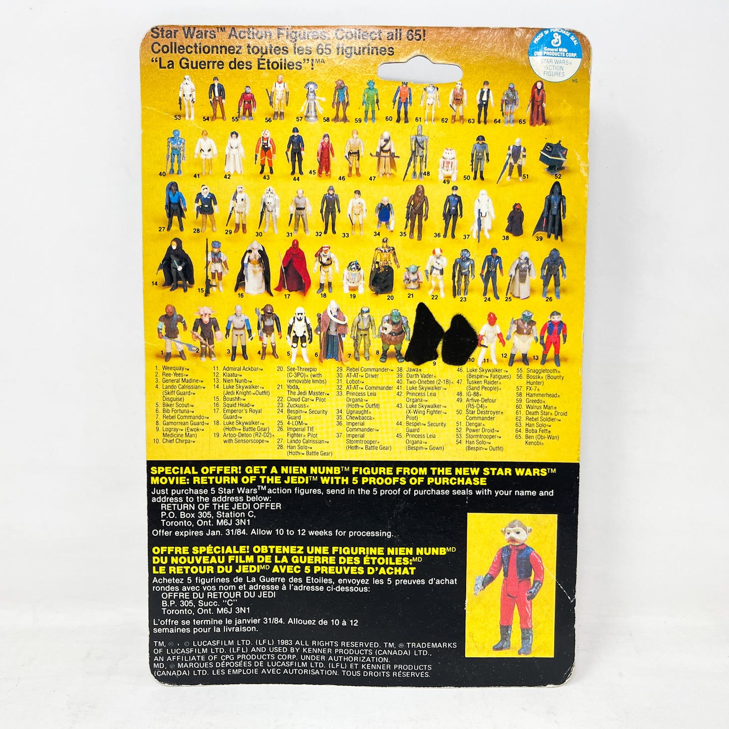 Rebel Commando ROTJ 65A Canadian Cardback - Mint on Card - Vintage Kenner 1983