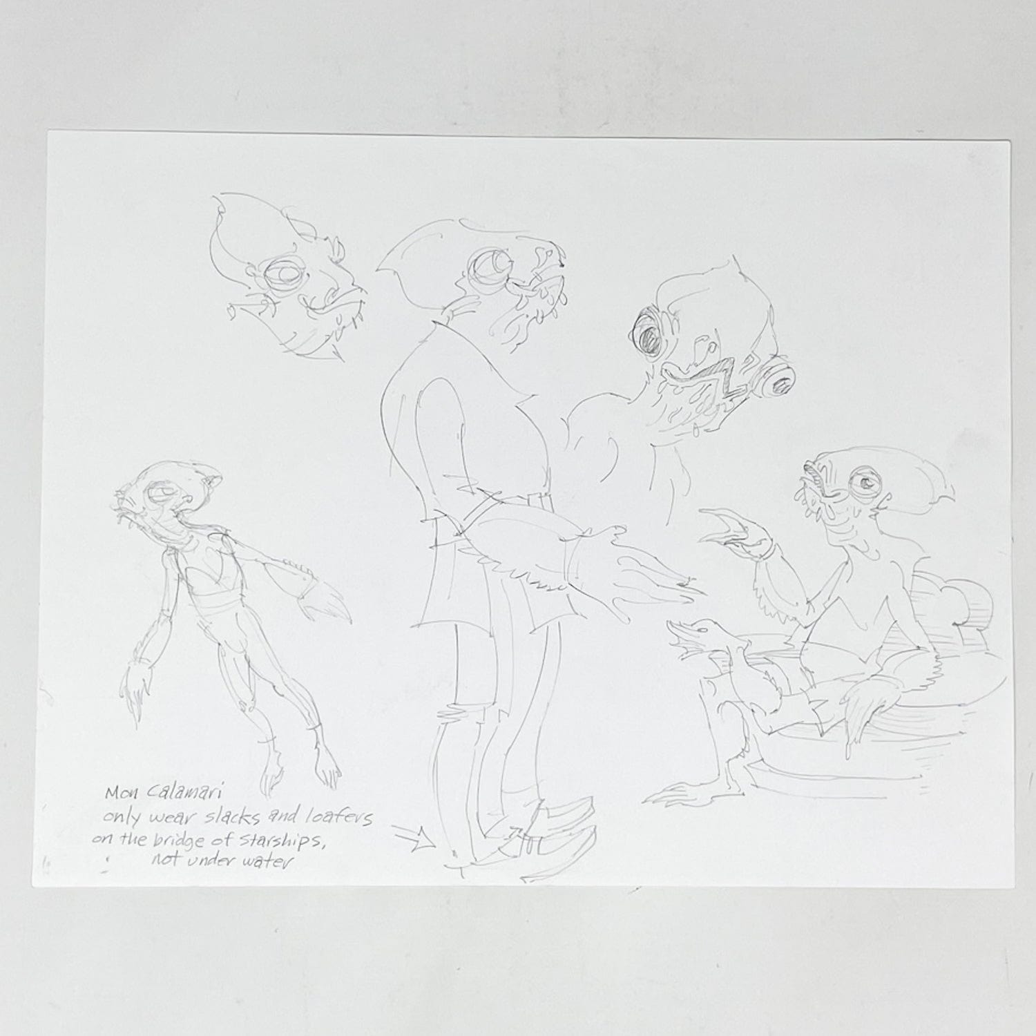 Vintage 4th Moon Toys Star Wars Pre-Production Tartakovsky Clone Wars Original Pre-Production Artwork - Mon Calamari