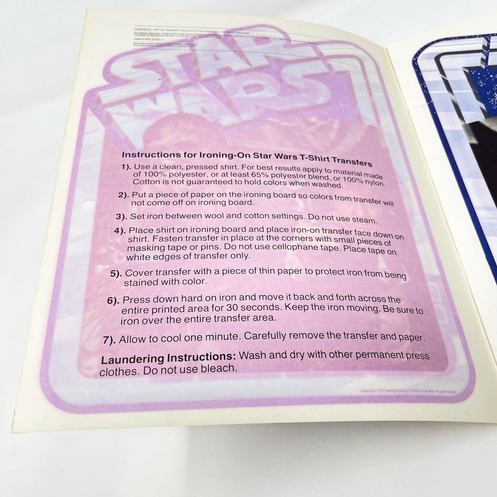 Vintage Ballantine Star Wars Non-Toy Star Wars Iron-On Transfer Book (1977)