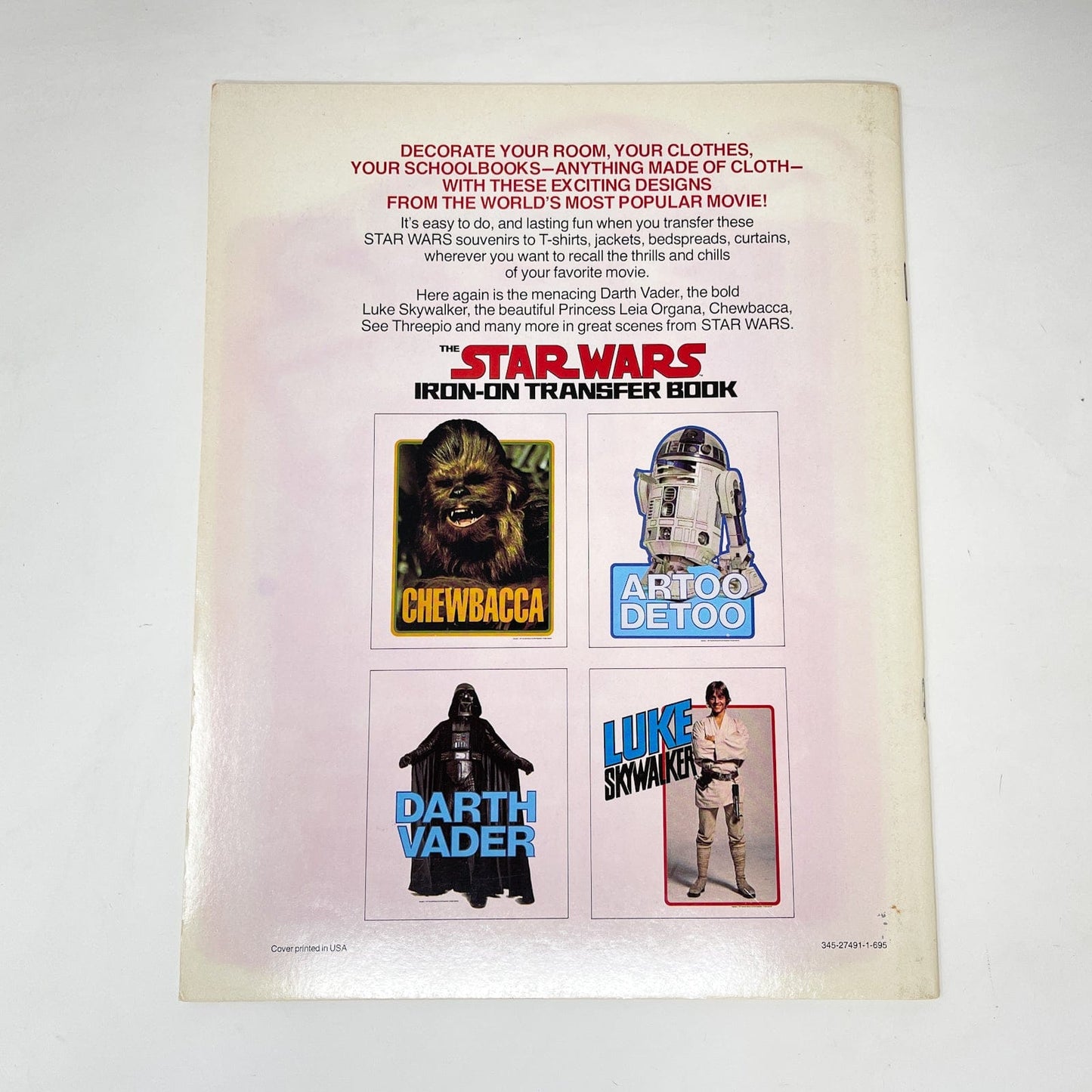 Vintage Ballantine Star Wars Non-Toy Star Wars Iron-On Transfer Book (1977)
