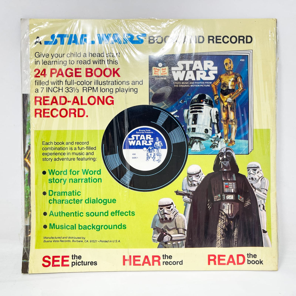 Vintage Buena Vista Star Wars Vinyl Star Wars Read-A-Long Book SEALED - Vintage Star Wars (1977)