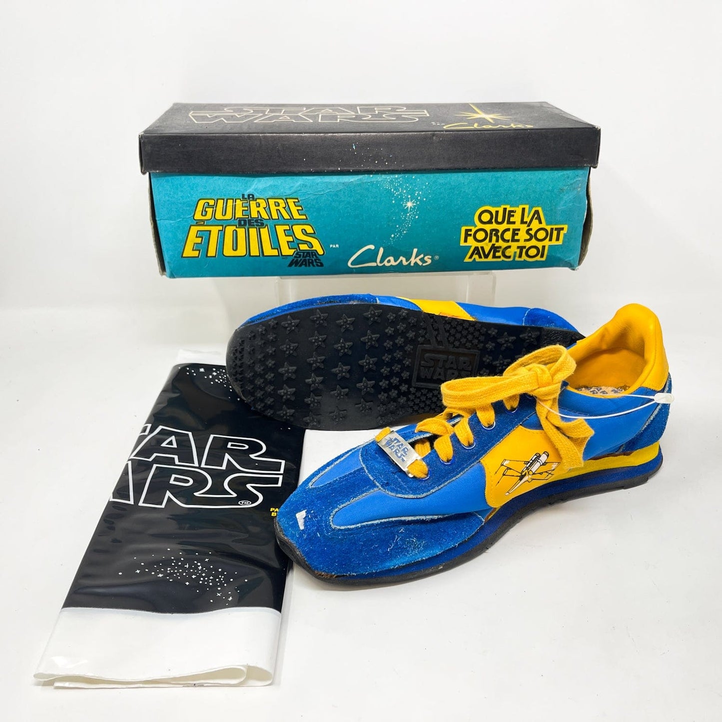 Vintage Clarks Star Wars Non-Toy Clarks Royal Blue X-Wing Shoes in Canadian Box in Box w/ Tag