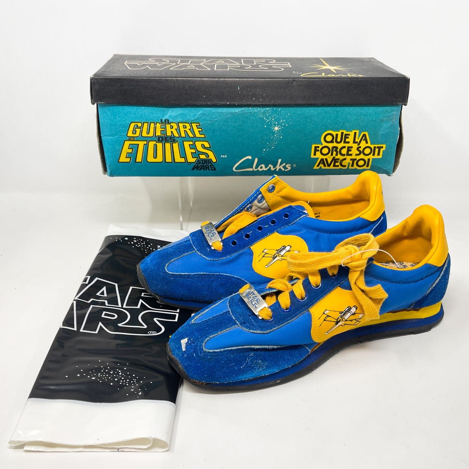 Vintage Clarks Star Wars Non-Toy Clarks Royal Blue X-Wing Shoes in Canadian Box in Box w/ Tag