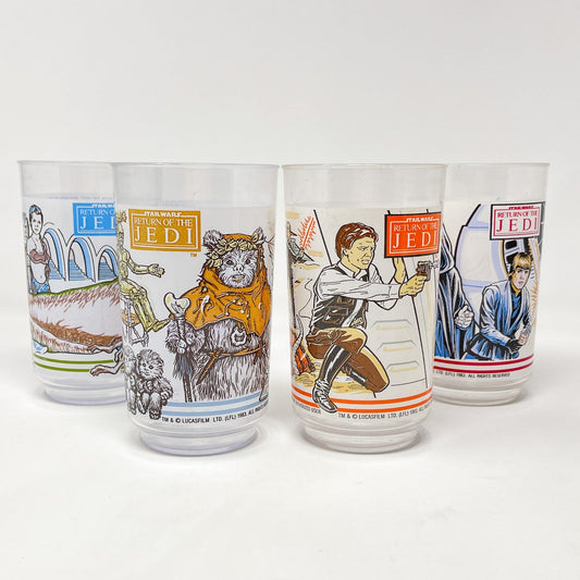 Vintage Coca-Cola Star Wars Non-Toy Burger King Massachusetts ROTJ Plastic Cup Complete Set (1983)