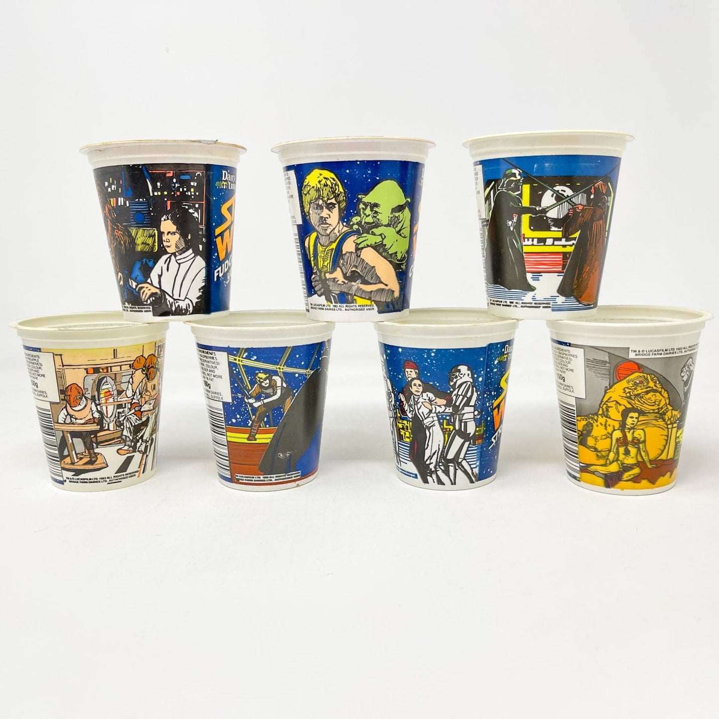 Vintage Coca-Cola Star Wars Non-Toy Dairy Time Yoghurt Pots - UK - Complete set of 8