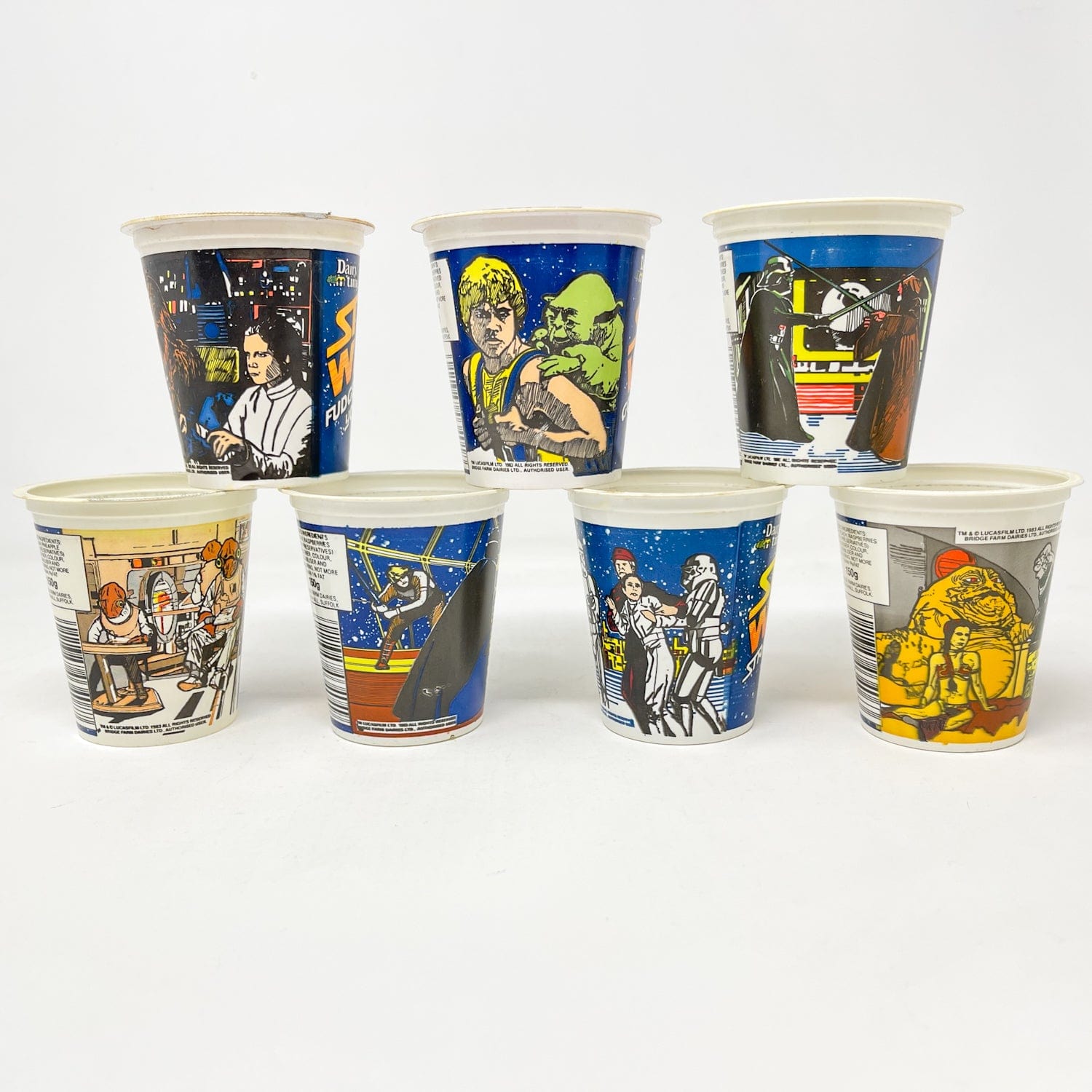 Vintage Coca-Cola Star Wars Non-Toy Dairy Time Yoghurt Pots - UK - Complete set of 8