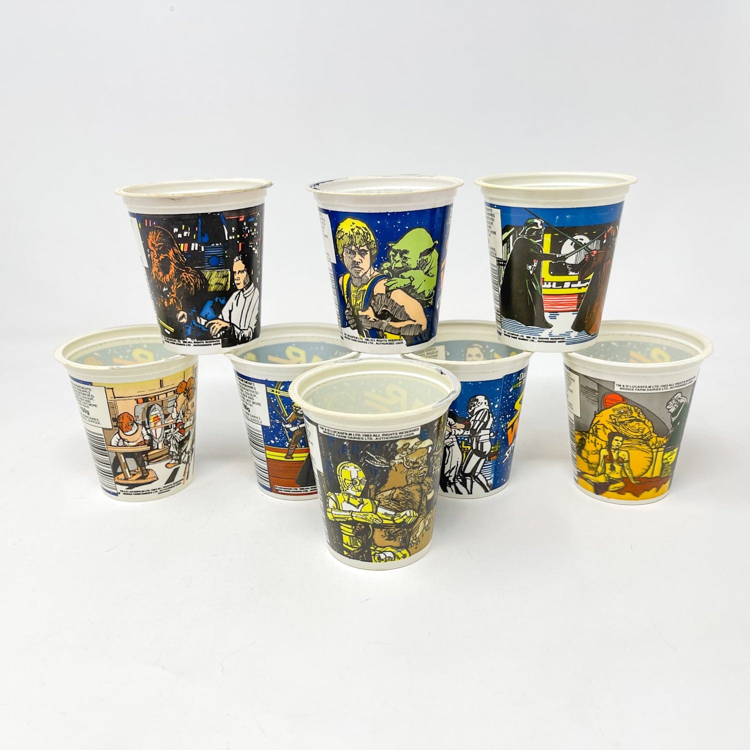 Vintage Coca-Cola Star Wars Non-Toy Dairy Time Yoghurt Pots - UK - Complete set of 8