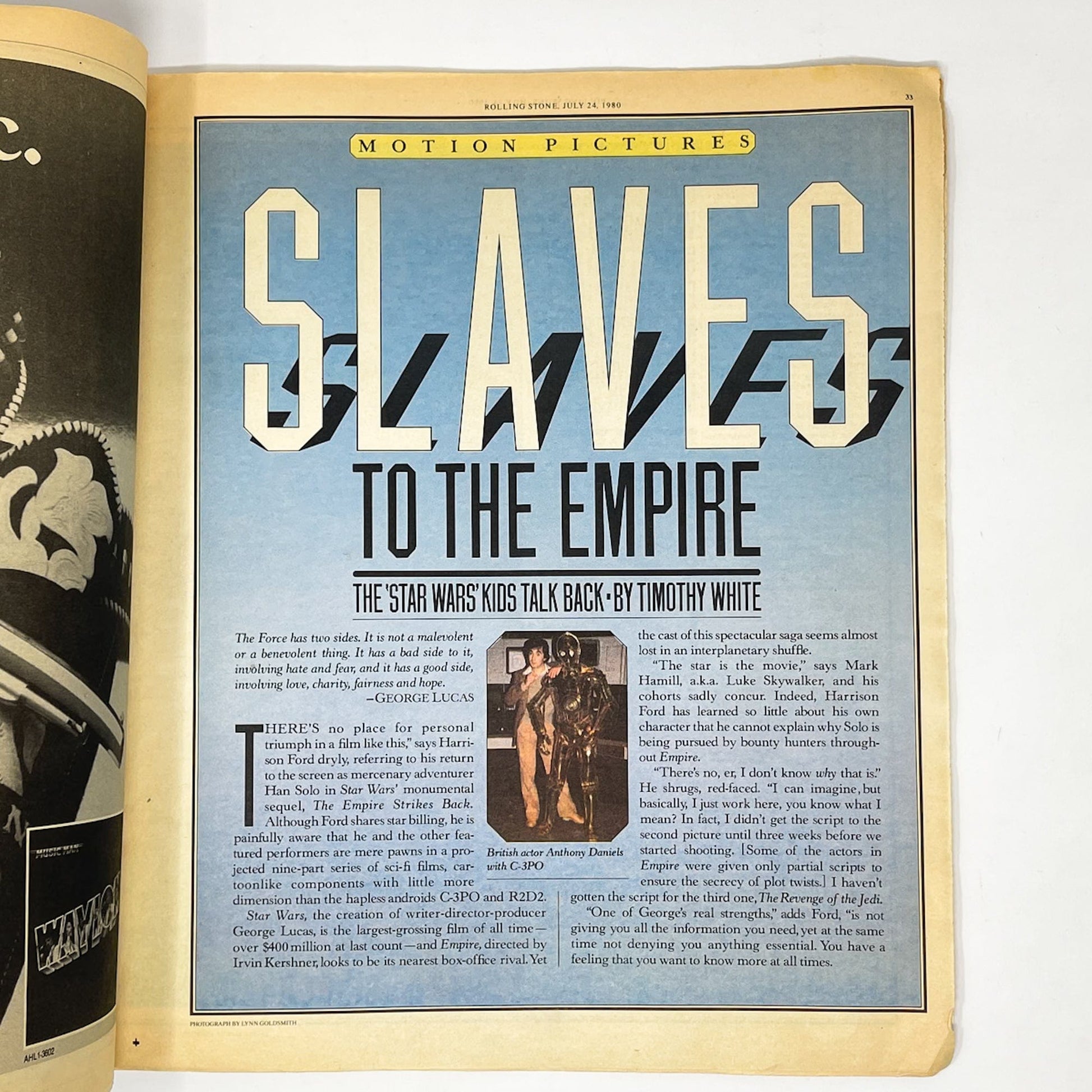 Vintage Cracked Star Wars Non-Toy Rolling Stone Magazine - July 1980 - Slaves of the Empire