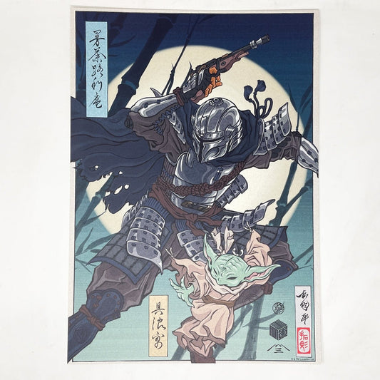 Vintage Disney Star Wars Ads Star Wars Celebration Japan 2025 Badge Art Poster - Grogu & The Mandalorian