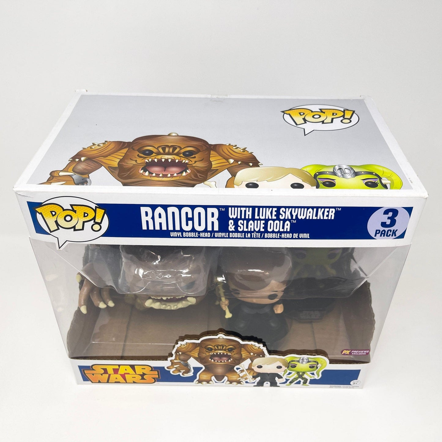 Vintage Funko Star Wars Modern POP Rancor with Luke Skywalker & Slave Oola (3-Pack) - Funko POP (Blue Box) Star Wars Bobble-Heads