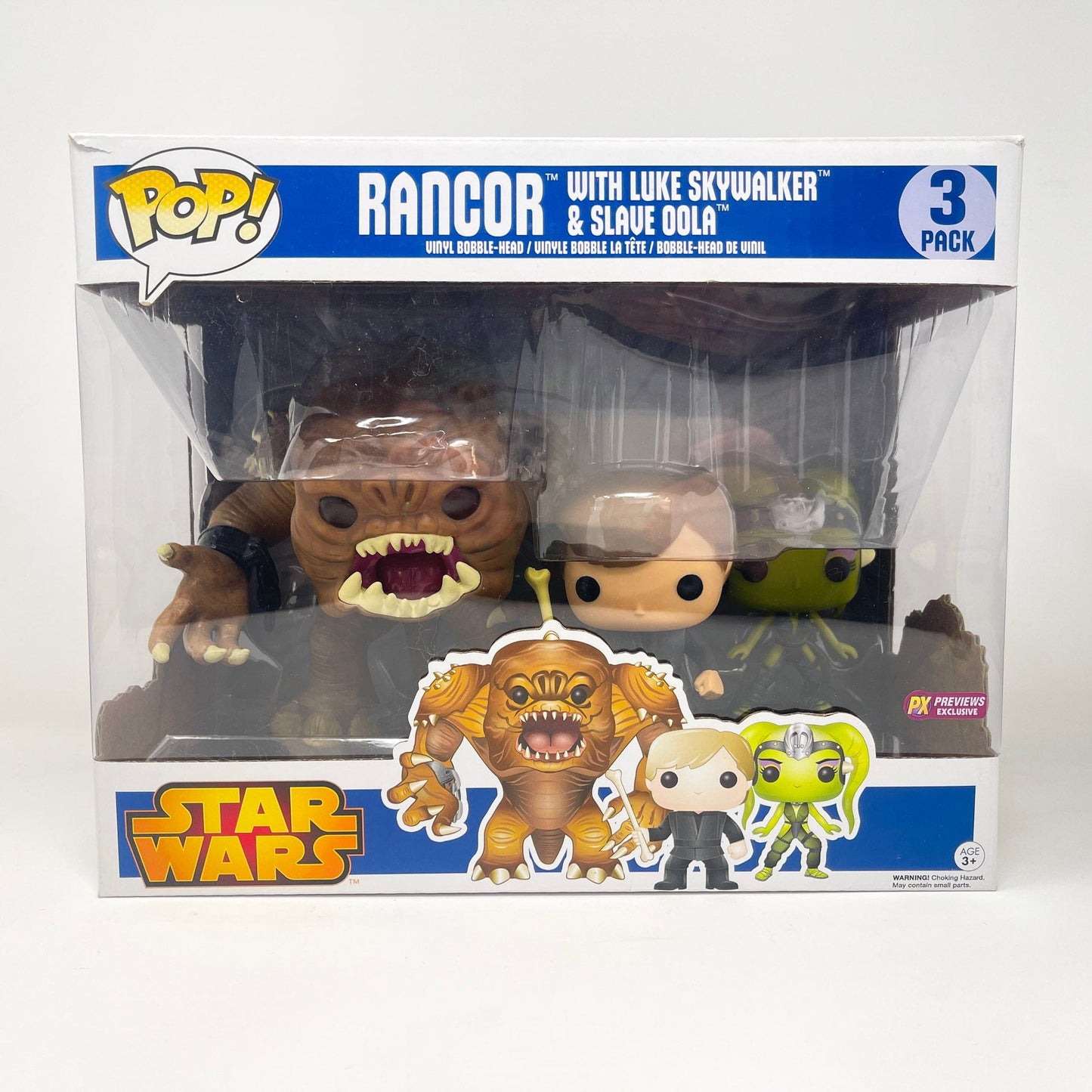 Vintage Funko Star Wars Modern POP Rancor with Luke Skywalker & Slave Oola (3-Pack) - Funko POP (Blue Box) Star Wars Bobble-Heads