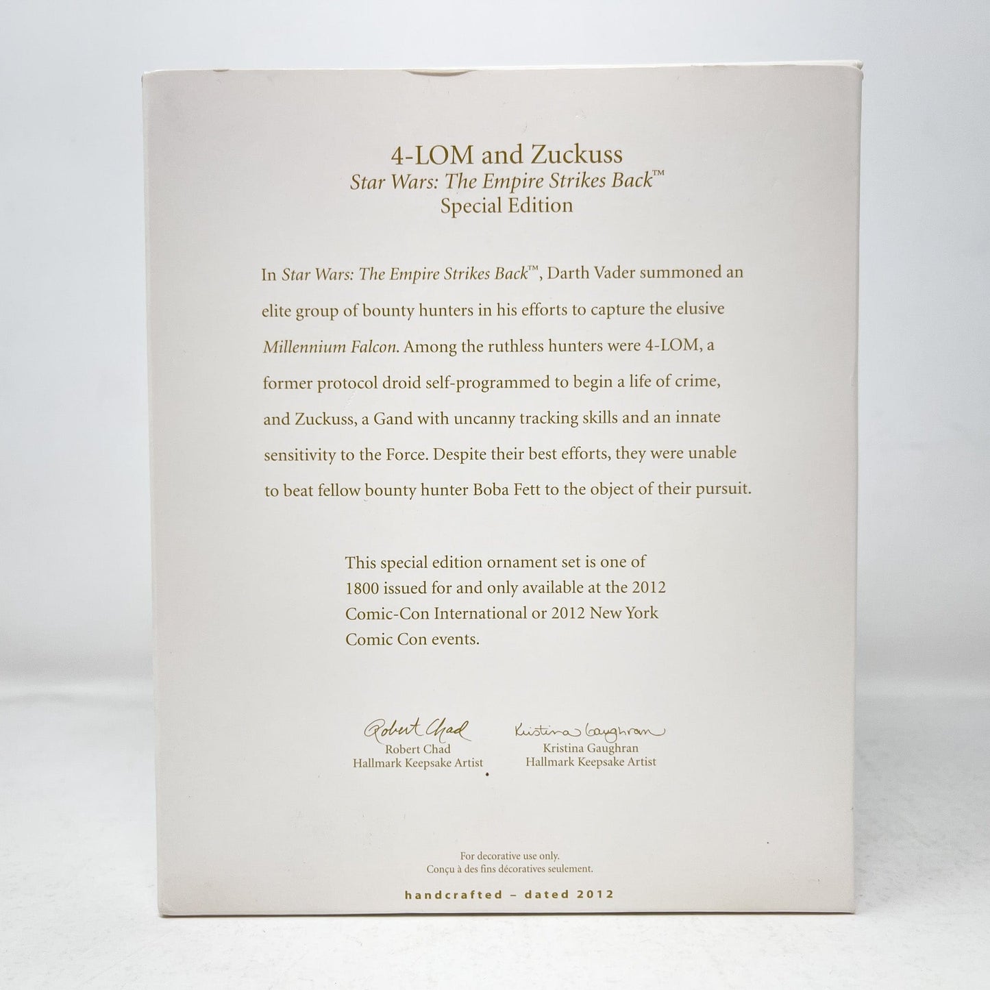Vintage Hallmark Star Wars Modern Other 4-LOM & Zuckuss – Hallmark Keepsake Ornament Set (2012 Comic-Con Exclusive)