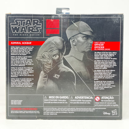 Vintage Hasbro Star Wars Black Series Sealed Figures Admiral Ackbar & First Order Officer - Hasbro Black Series (2017)