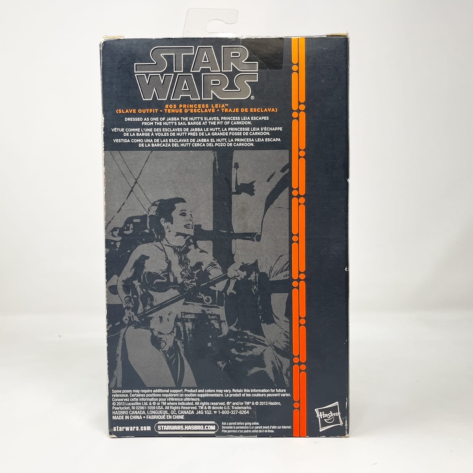 Vintage Hasbro Star Wars Black Series Sealed Figures Princess Leia (Slave Outfit) #05 - Orange Line - Hasbro Black Series (2013)