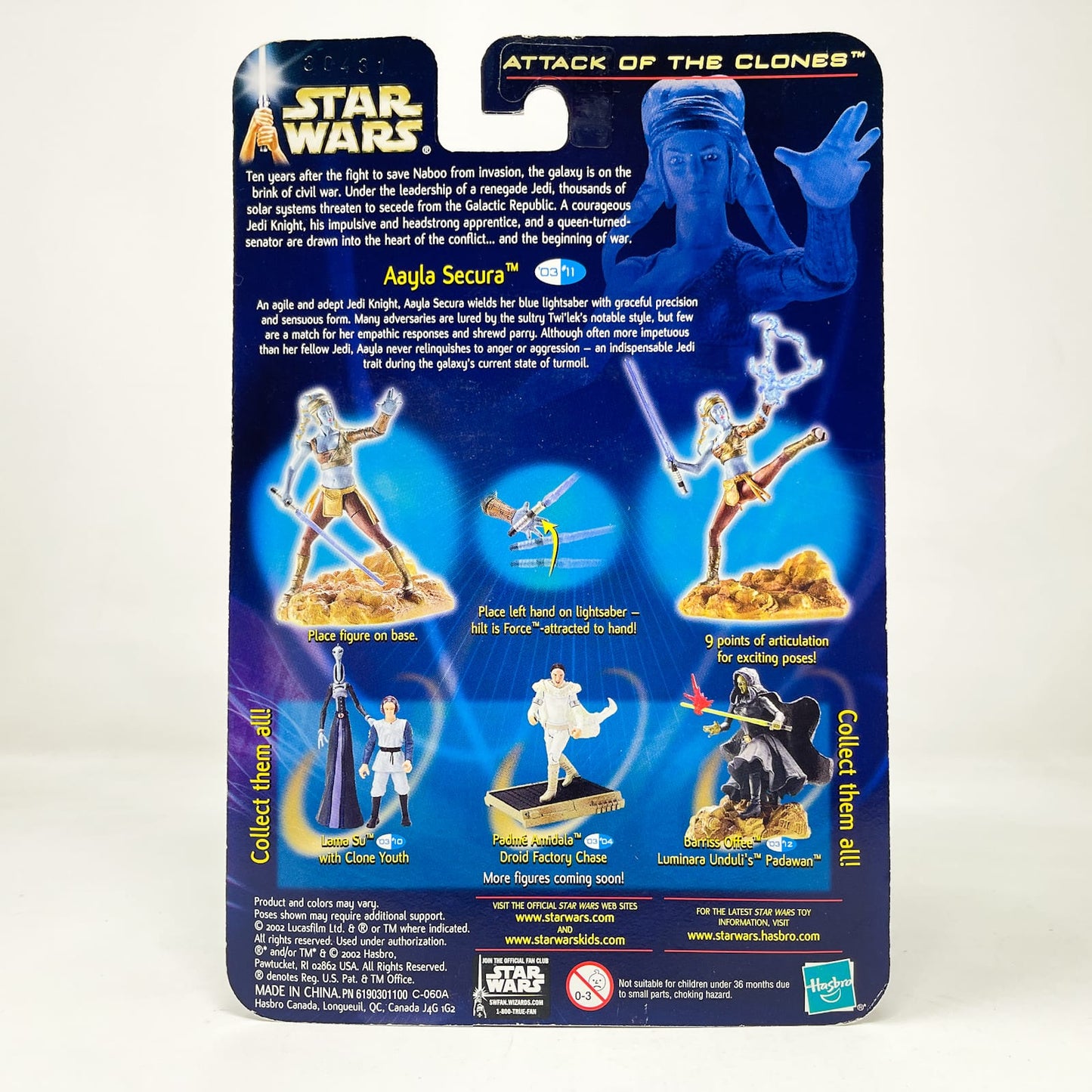 Vintage Hasbro Star Wars Mid MOC Aayla Secura (Jedi Knight) #03-11 - Hasbro SAGA Series 3.75"