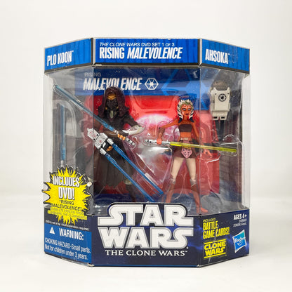 Vintage Hasbro Star Wars Mid MOC Ahsoka Tano & Plo Koon Rising Malevolence (DVD Set 1 of 3) 2-pack - Hasbro Clone Wars (2010)