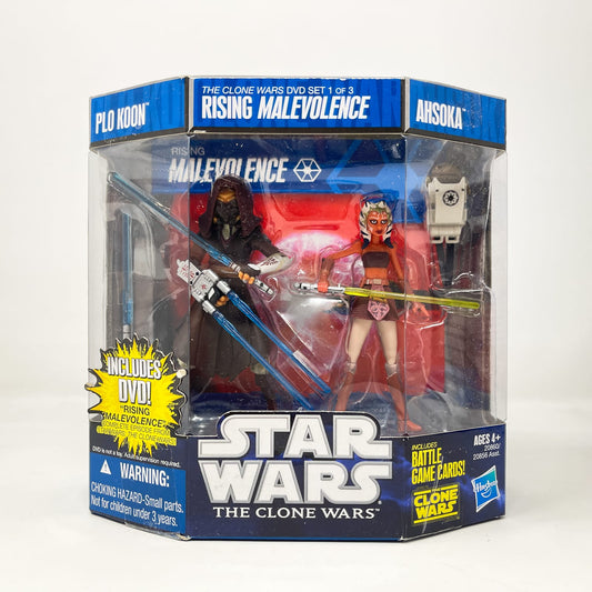 Vintage Hasbro Star Wars Mid MOC Ahsoka Tano & Plo Koon Rising Malevolence (DVD Set 1 of 3) 2-pack - Hasbro Clone Wars (2010)