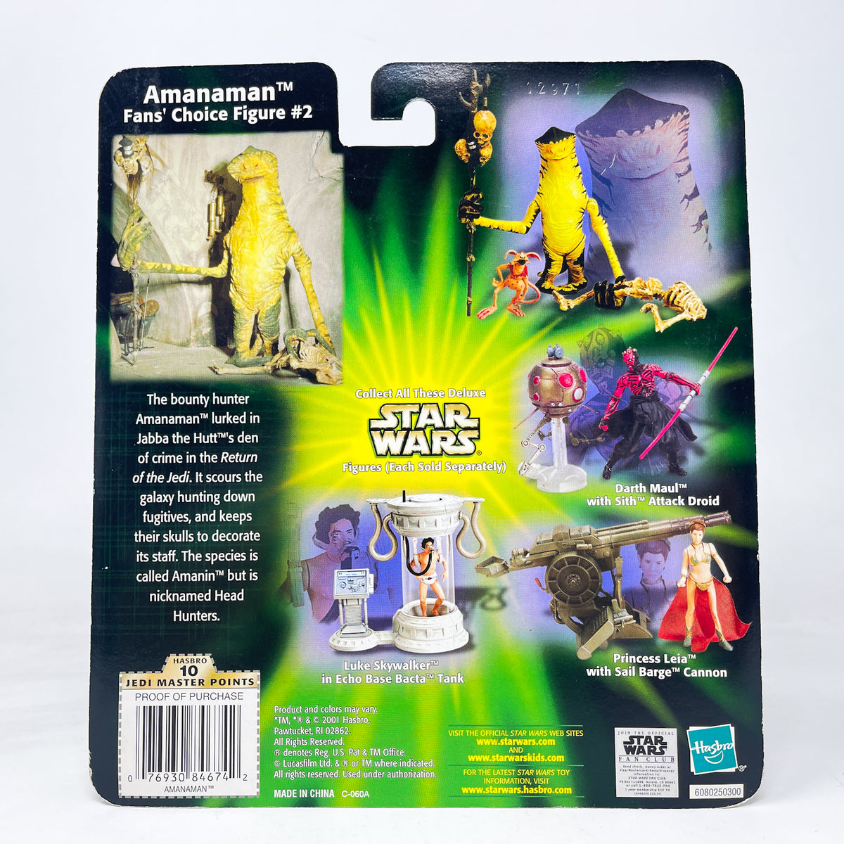 Vintage Hasbro Star Wars Mid MOC Amanaman with Salacious Crumb (Deluxe) - Hasbro Power of the Jedi POTJ (2001)