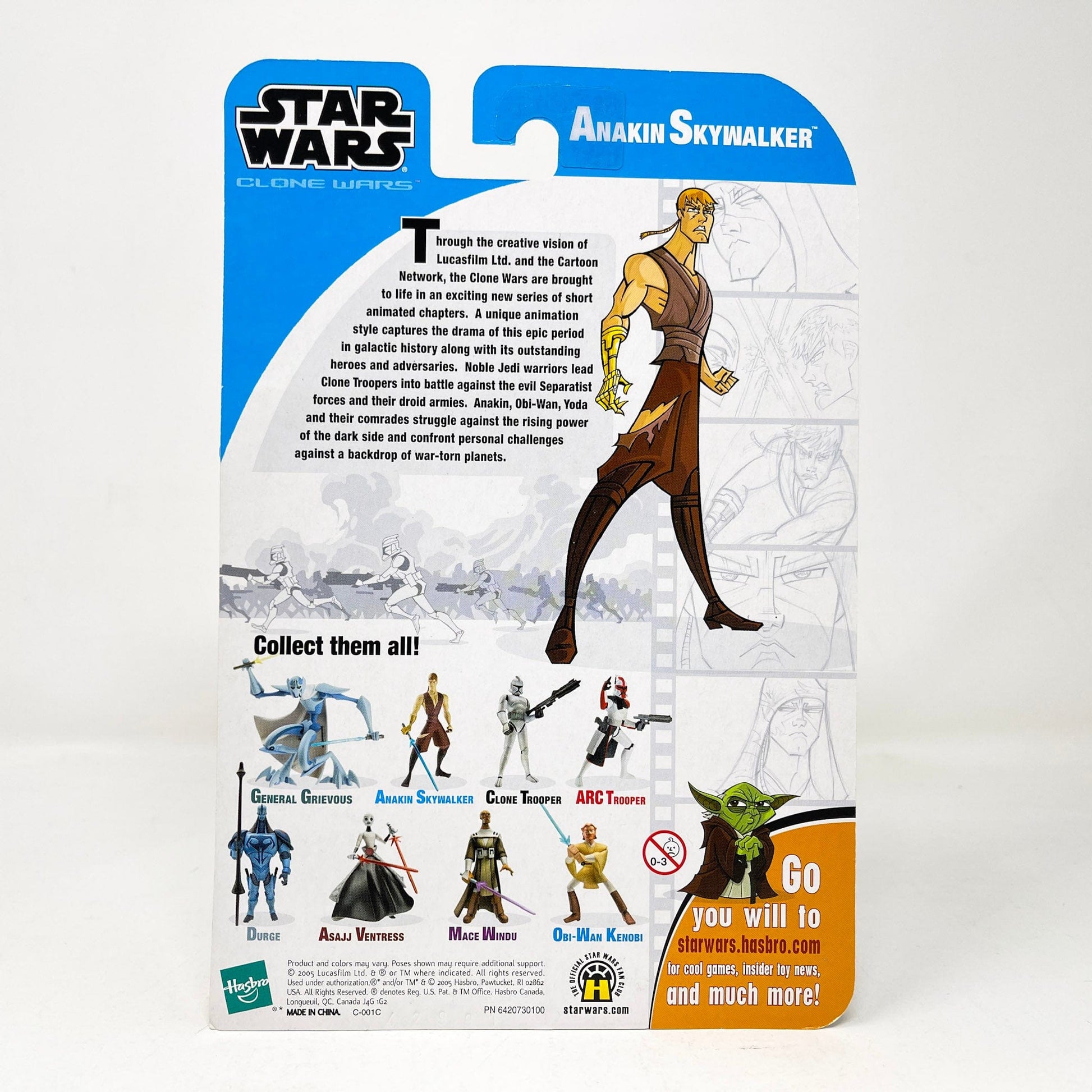 Vintage Hasbro Star Wars Mid MOC Anakin Skywalker - Battle Damage (2005) - Hasbro Tarkovsky Clone Wars Animated Figure MOC