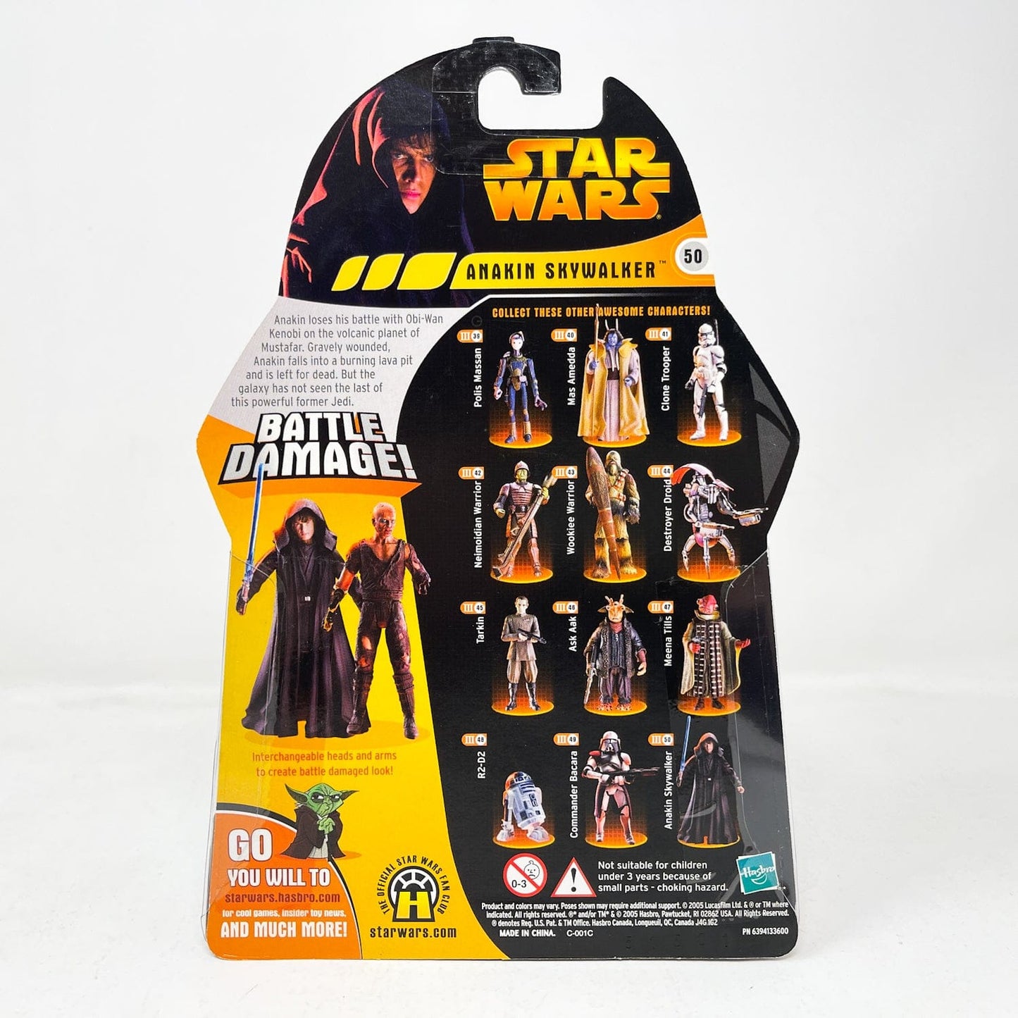 Vintage Hasbro Star Wars Mid MOC Anakin Skywalker (Battle Damage) #50 - Hasbro ROTS 2005