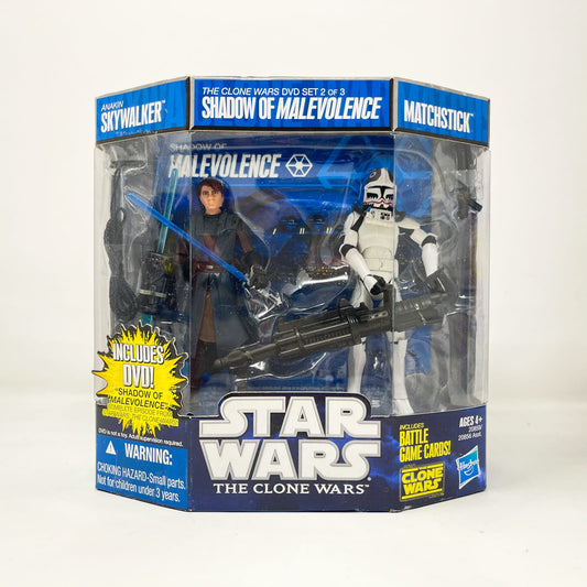 Vintage Hasbro Star Wars Mid MOC Anakin Skywalker & Matchstick Shadow of Malevolence (DVD Set 2 of 3) 2-pack - Hasbro Clone Wars (2010)