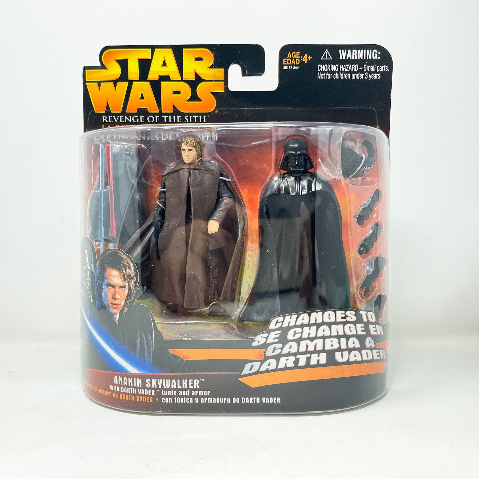 Vintage Hasbro Star Wars Mid MOC Anakin w/ Darth Vader Tunic & Armor (ROTS) - Hasbro 2005 3.75" Star Wars Action Figure