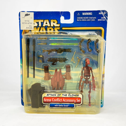 Vintage Hasbro Star Wars Mid MOC Arena Conflict Accessory Set with Battle Droid - Hasbro SAGA Series 3.75" (2002)